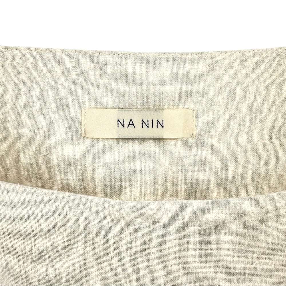 Na Nin Eunice Raw Silk MuuMuu - Cream White Puff Sleeve Relaxed Fit Midi Dress - Picture 6 of 10